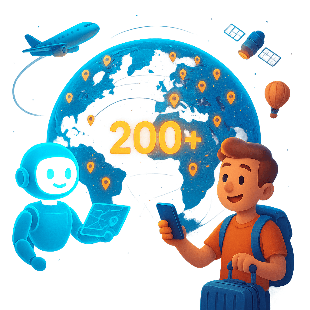 200+ Cities & AI Travel Assistant illustration